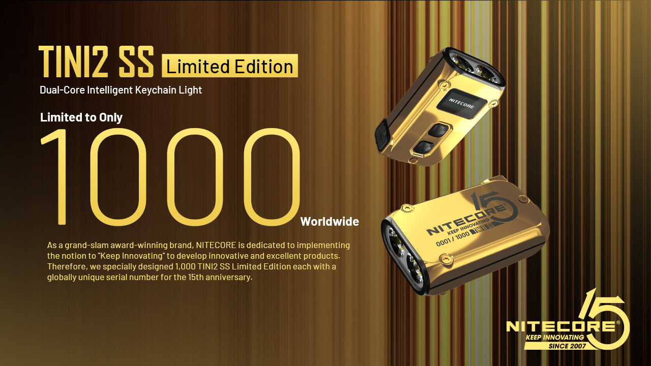 NITECORE 500 LUMENS STAINLESS STEEL GOLDEN GLOW LIMITED EDITION (TINI2SS)
